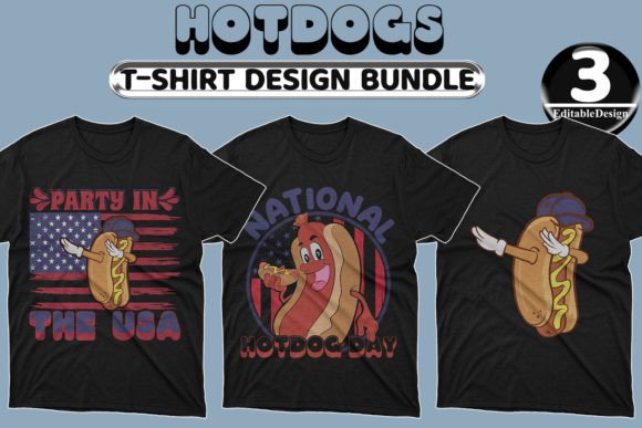 Best Hotdogs Day T-shirt Design Bundle-5: A Playful Graphic Asset for Local Brands