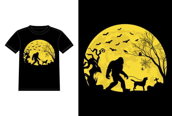 Bigfoot Walking Labrador Retriever Funny Graphics for T-Shirt Designs