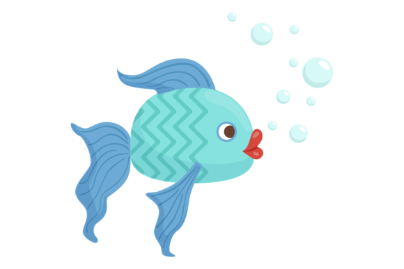 Blue Fish with Bubbles Graphics for Crafters