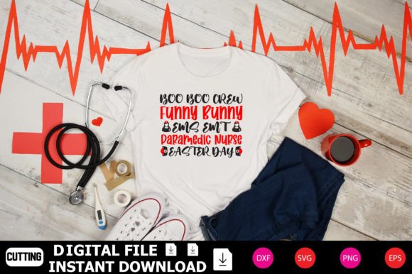 Boo Boo Crew Funny Bunny Ems Emt Paramed Graphics for T-Shirt Designs