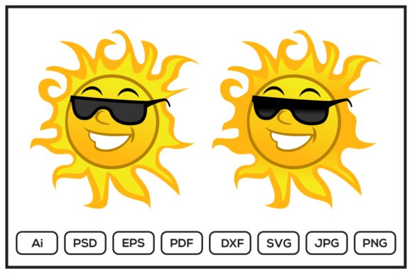 Funny Sun Cartoon Character Design Graphics