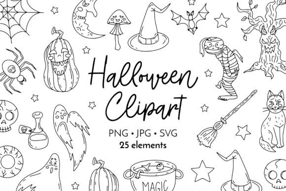 Line Art Halloween Vector Graphics for Seasonal Branding